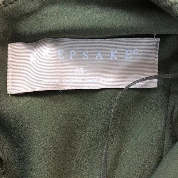 KEEPSAKE Green Frameless Asymmetrical Lace Cocktail Dress Size Extra Small - Picture 9 of 10